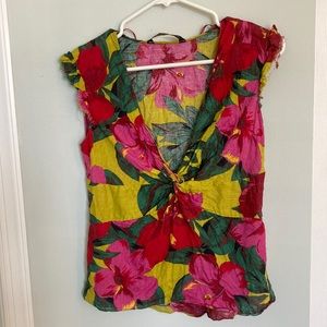 Zara Linen Cap Sleeve top